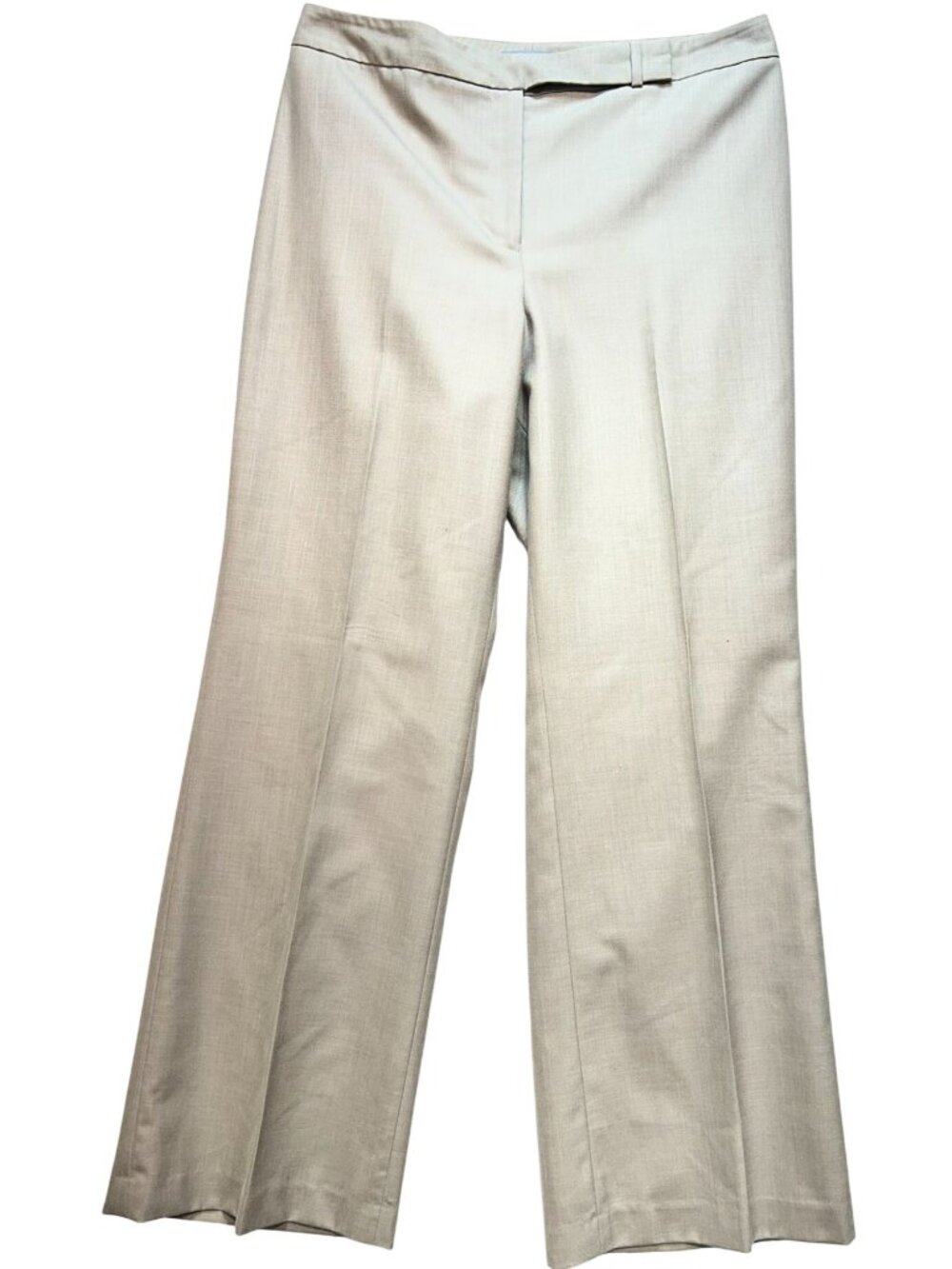 Ann Taylor Women's Wide Leg Dress Pants Flat Front Size 14 Beige Solid Pockets